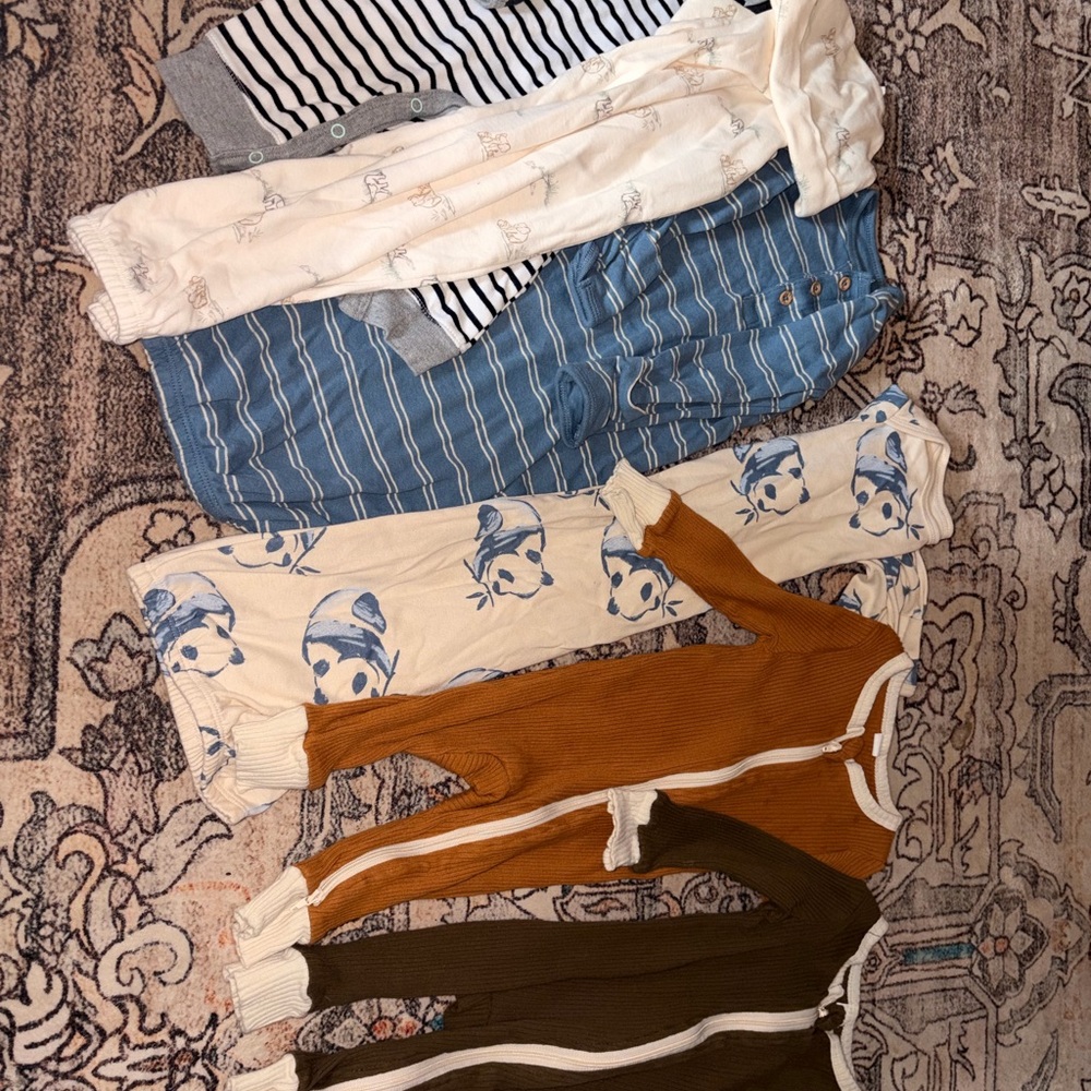 Stylish Baby Romper Set in Blue, Brown, and Cream